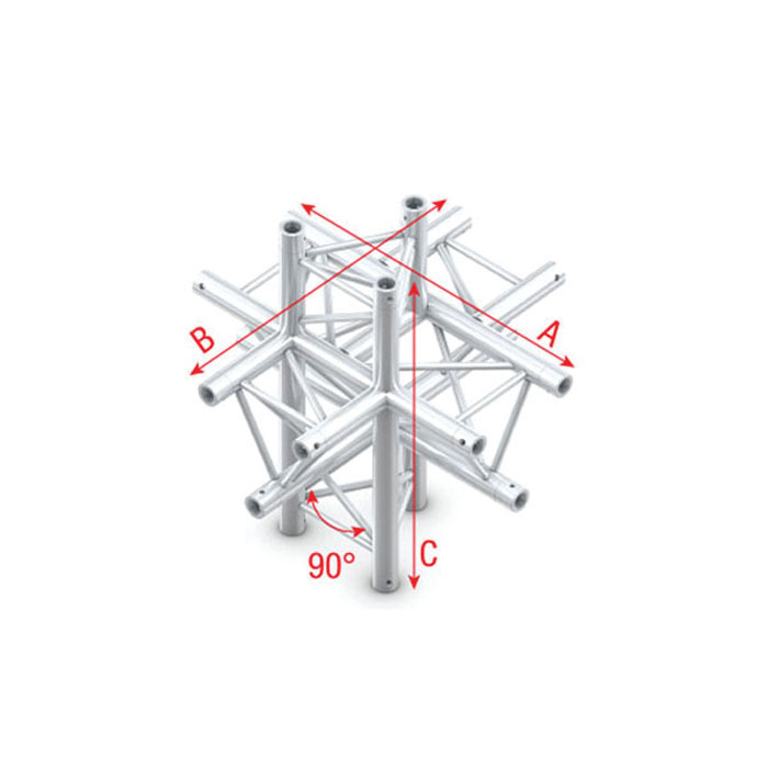 MILOS Pro-30 Triangle F Truss - Cross up/down 6-way - 50 cm ACF61sp - 90° corner - silver - F