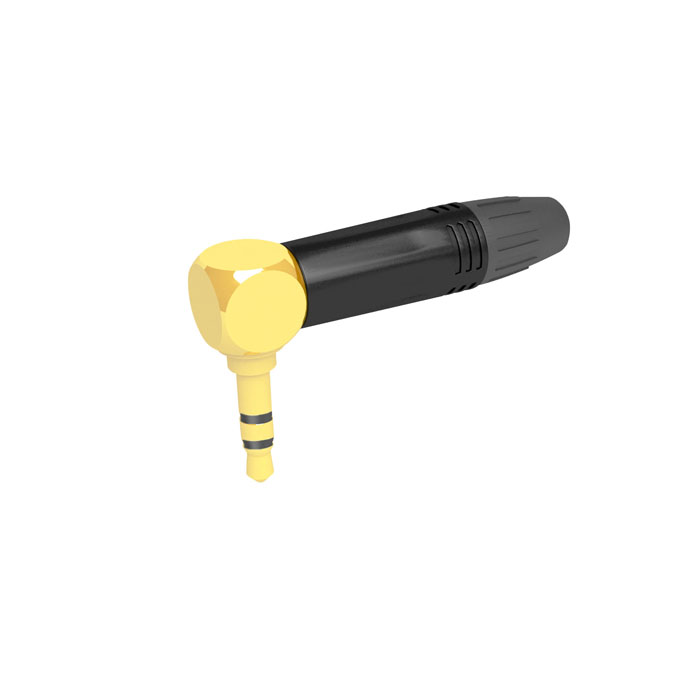 Seetronic Jack Plug 3.5 mm Stereo, 90° Vergoldete Kontakte - schwarzes Gehäuse - schwarze Endkappe