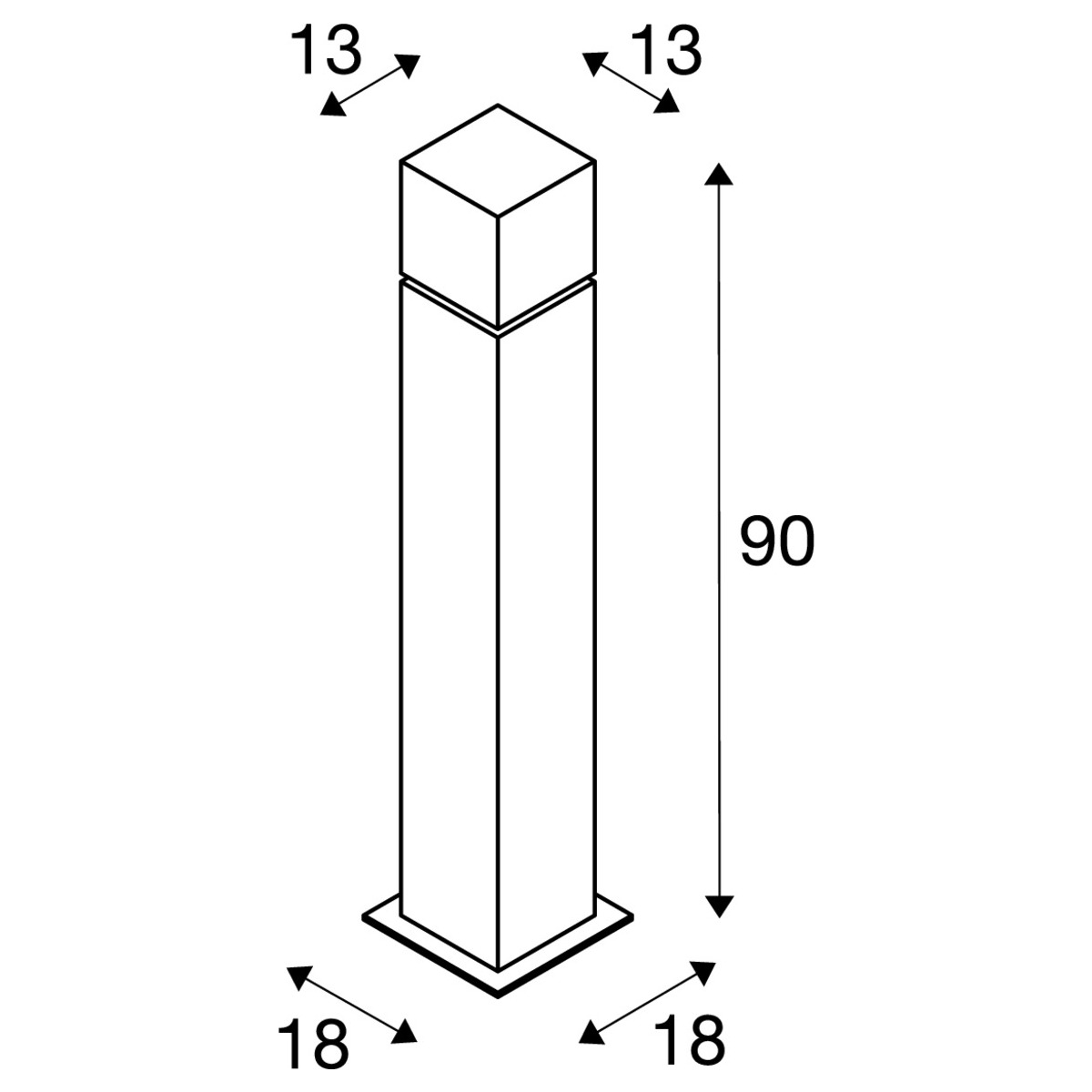 SQUARE POLE 90, E27, Outdoor Stehleuchte, Edelstahl 304, max. 20W, IP44