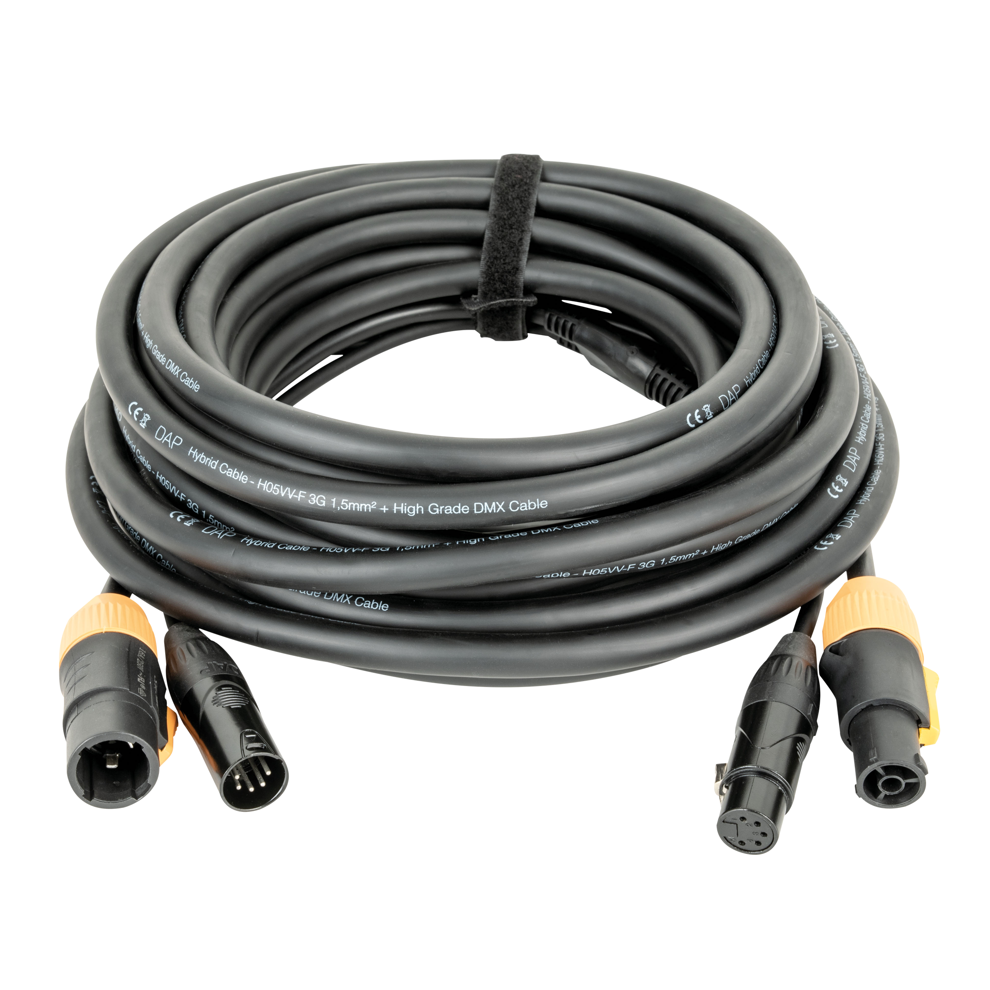 DAP FP23 Hybrid Cable - Power Pro True & 5-pin XLR - DMX / Power 10 m - schwarze Ummantelung