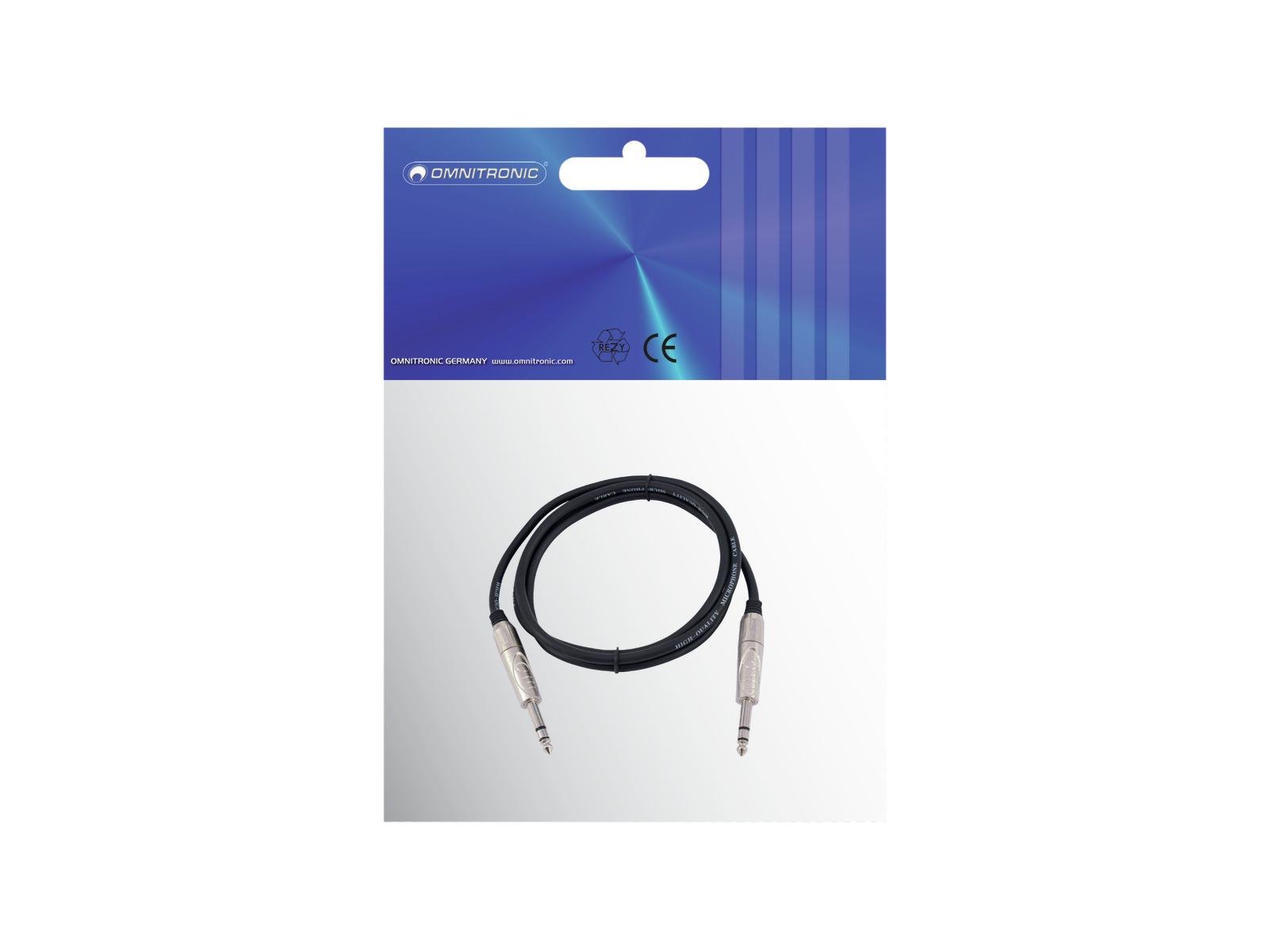 OMNITRONIC Klinkenkabel 6,3 stereo 1m sw ROAD OMNITRONIC Klinkenkabel 6,3 stereo 1m sw ROAD