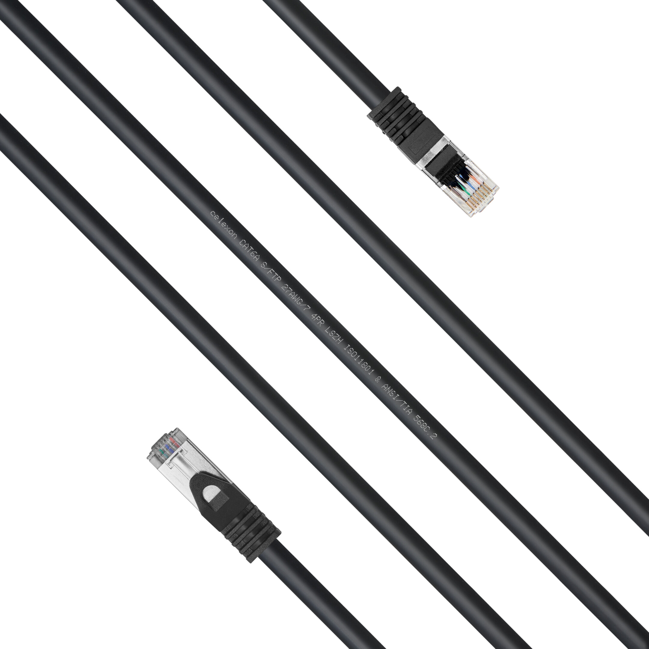 celexon CAT 6A Patchkabel - S/FTP 2,0m, schwarz