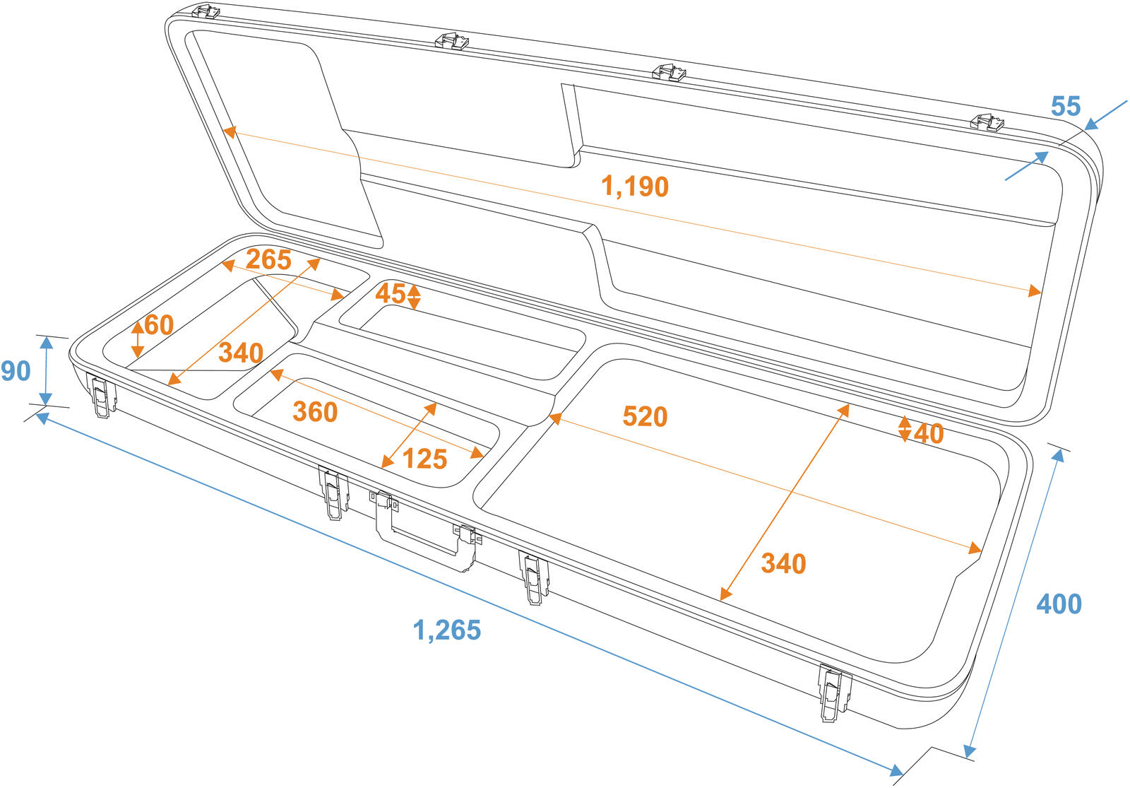 DIMAVERY ABS-Case für E-Bass, rechteck