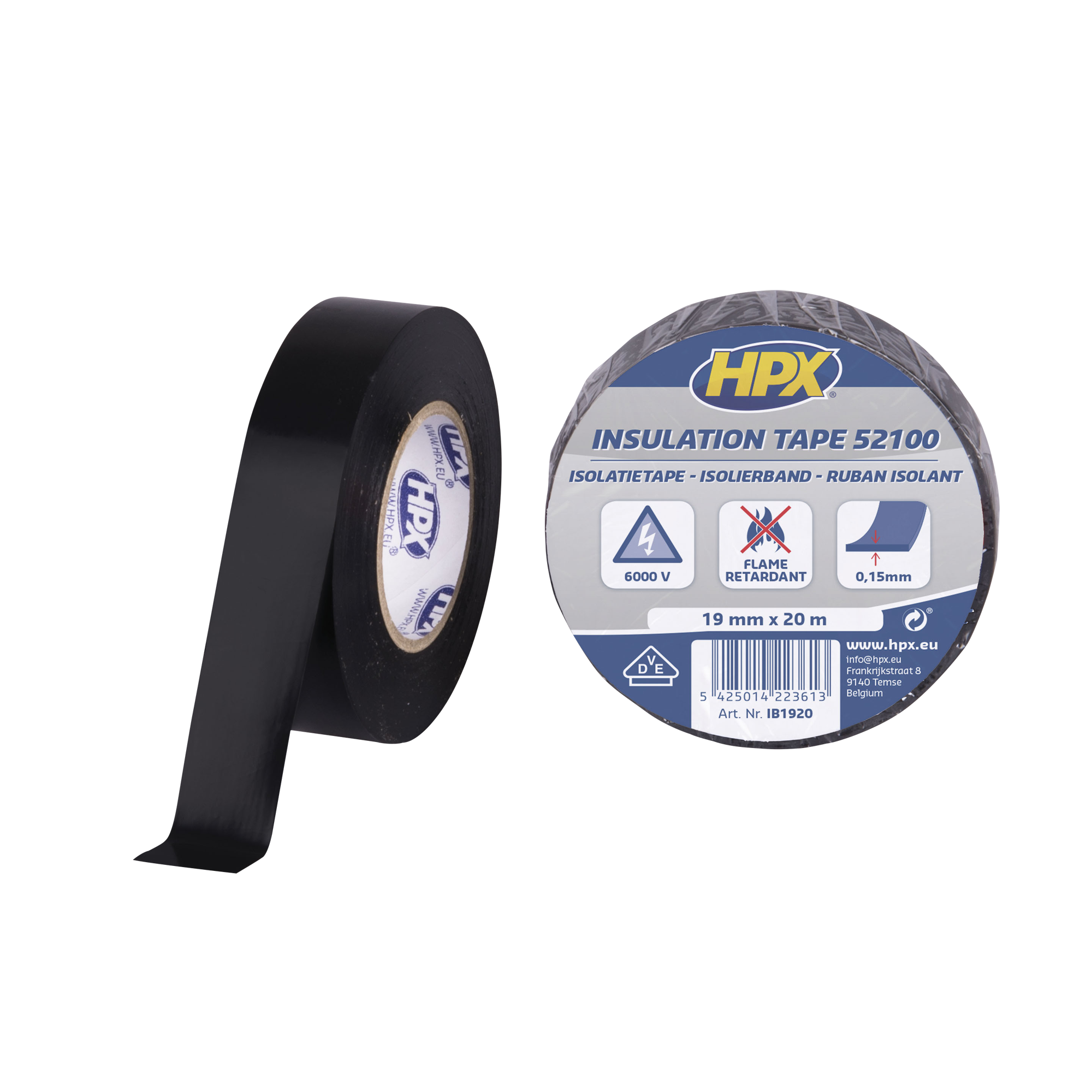 HPX PVC Insulation tape 52100 Schwarz - 19 mm / 20 m