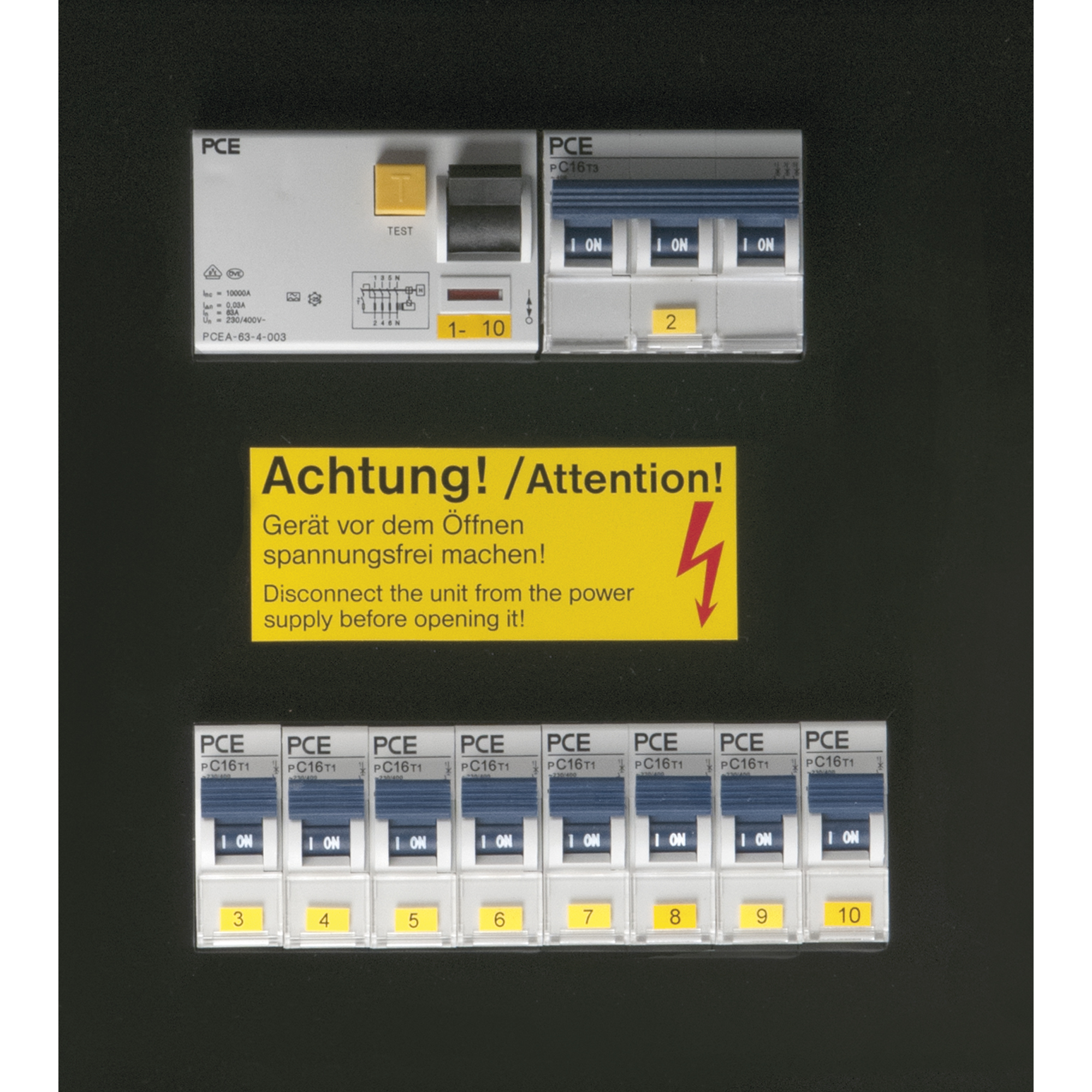 PCE MPD-832CEE Power Splitter CEE 32 A 8x Schuko - 2x CEE 16 A 5P 8x Schuko - 2x CEE 16 A 5P