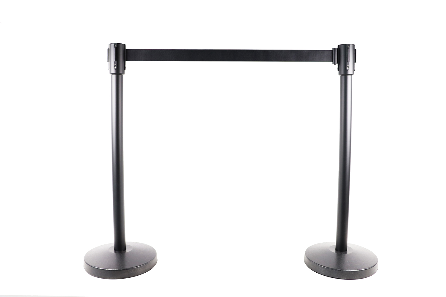 Absperrpfosten schwarz mit 2m Gurtband schwarz - Set of 2