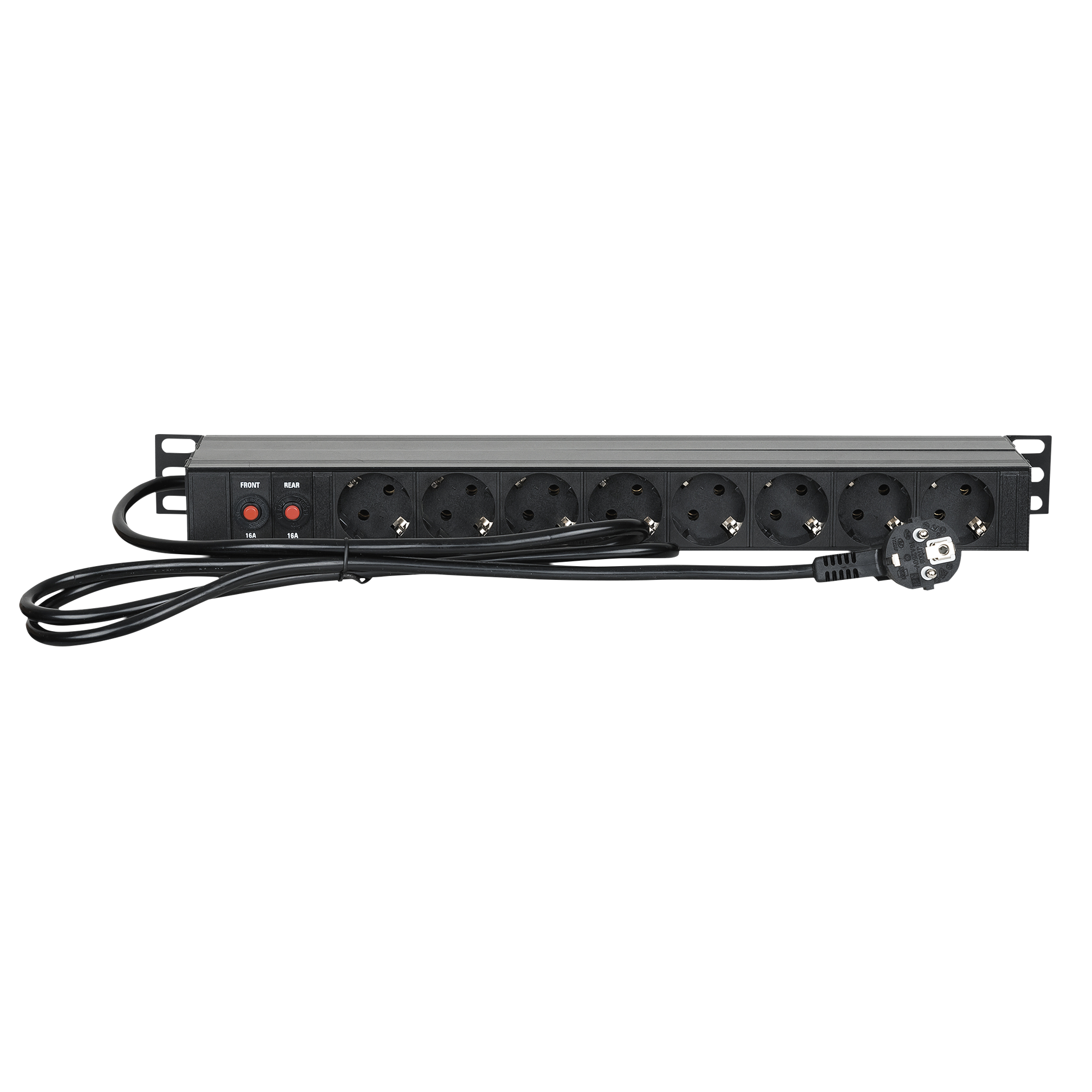 SHOWGEAR 19" 1U Main Power Strip 16 Front and back control Steuerung auf der Vorder- und Rückseite