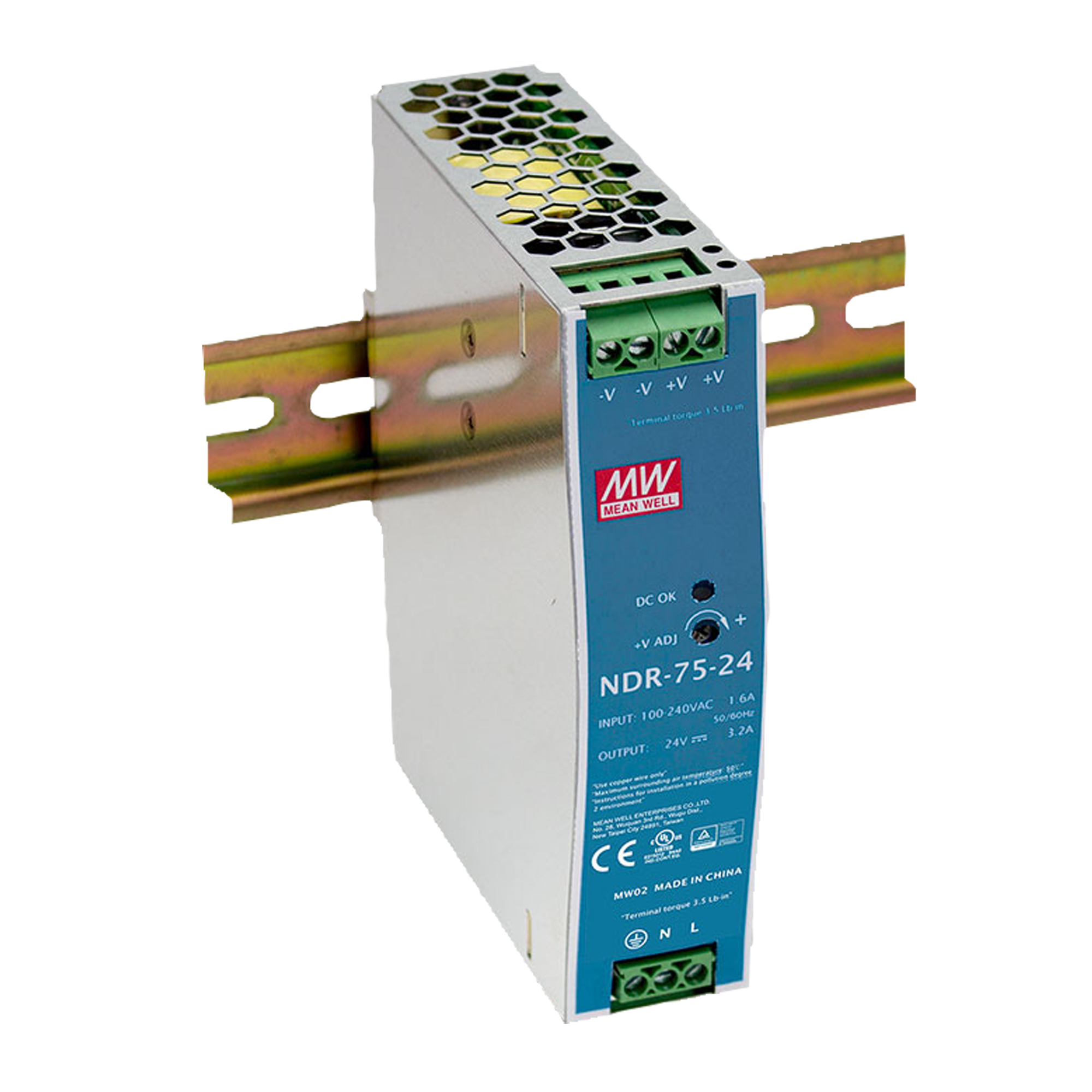 Meanwell DIN Rail Power Supply 75 W/24 V DC Mean Well NDR-75-25