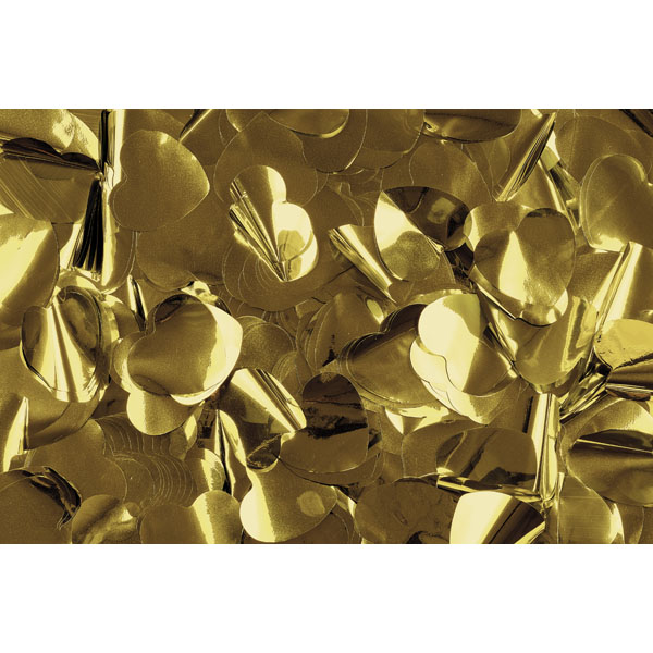 Showgear Metallic Confetti - Hearts Gold, Ø 55 mm, 1 kg, feuerhemmend