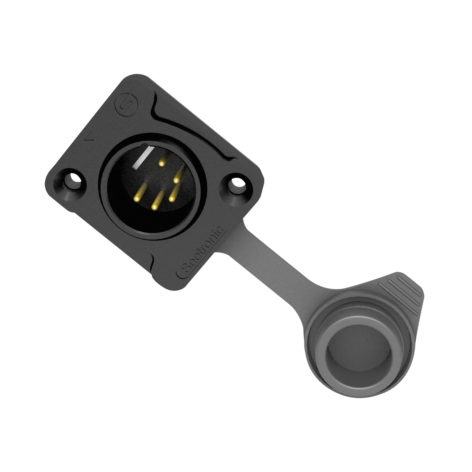 SEETRONIC XLR 5P Chassis - male - IP65 Goldkontakte - schwarzes Gehäuse SEETRONIC XLR 5P Chassis - male - IP65 Goldkontakte - schwarzes Gehäuse