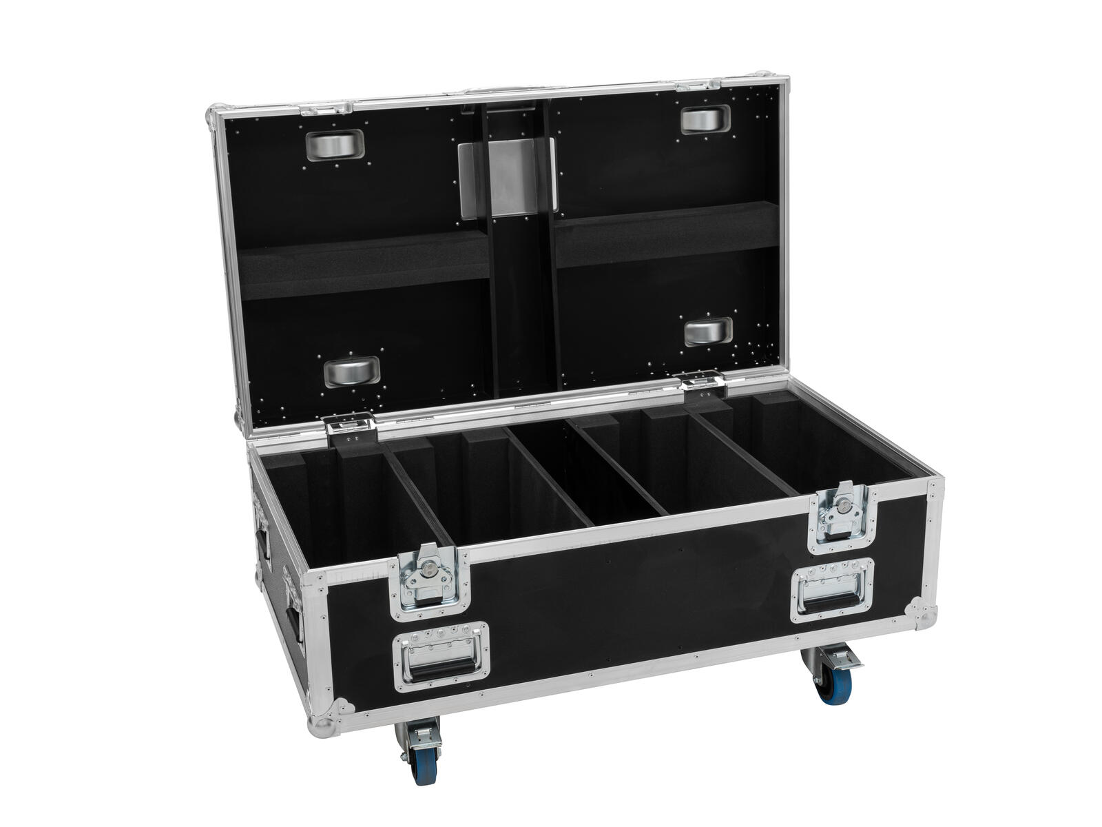 ROADINGER Flightcase HIGHLINE 4x Multiflood Pro IP SMD RGBW Strobe/Wash MK2, mit Rollen