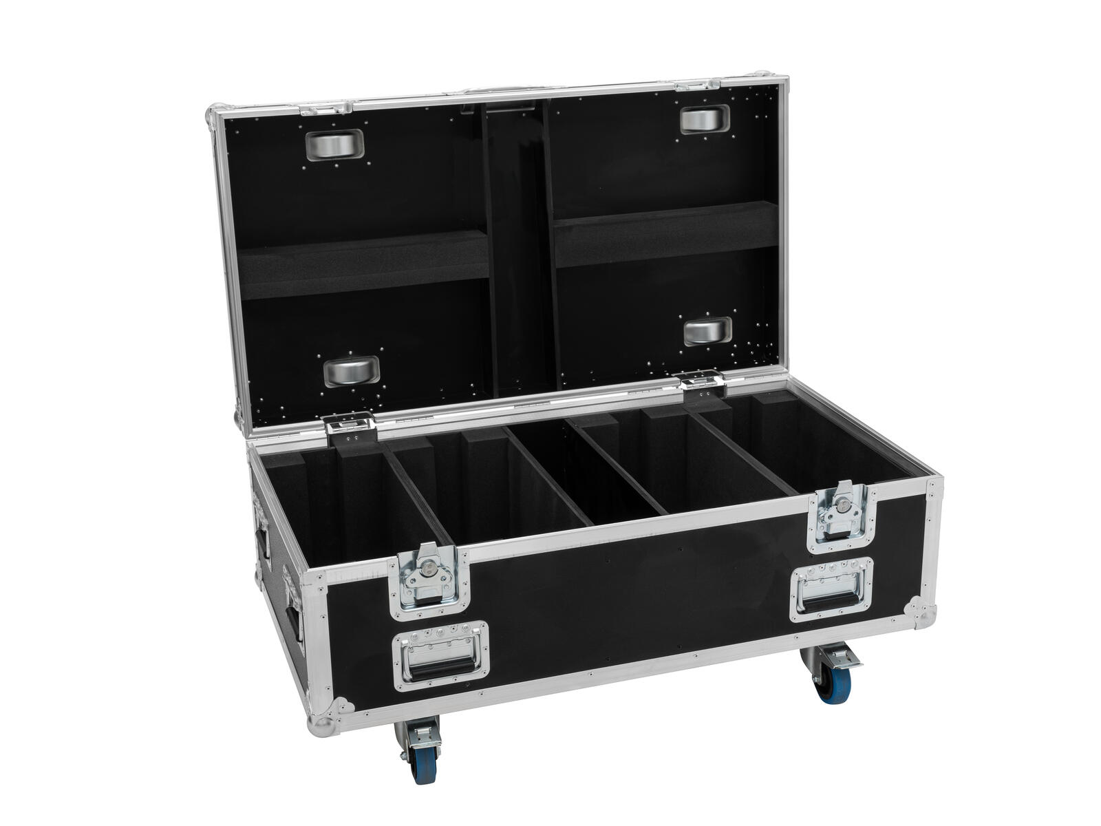 ROADINGER Flightcase HIGHLINE 4x Multiflood Pro IP SMD RGBW Strobe/Wash MK2, mit Rollen