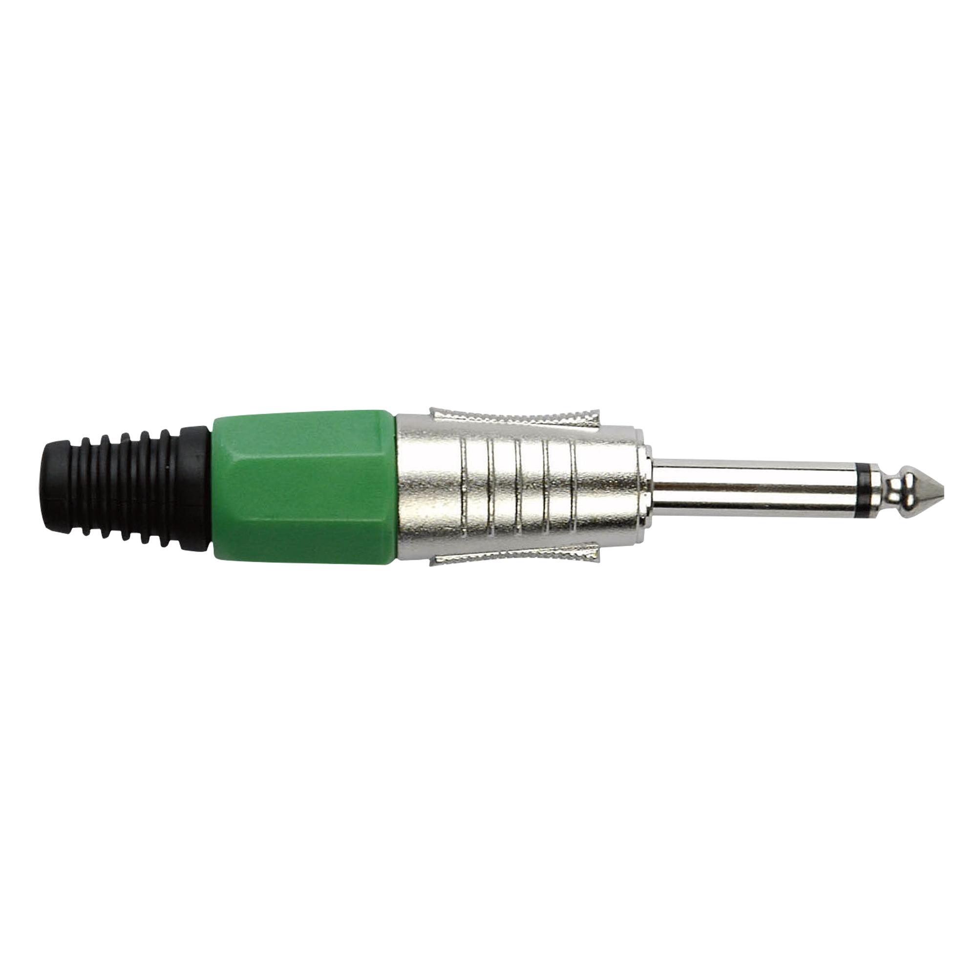 DAP 6.3 mm Jack Plug Mono Nickel housing Green end cap Grüne Kappe DAP 6.3 mm Jack Plug Mono Nickel housing Green end cap Grüne Kappe