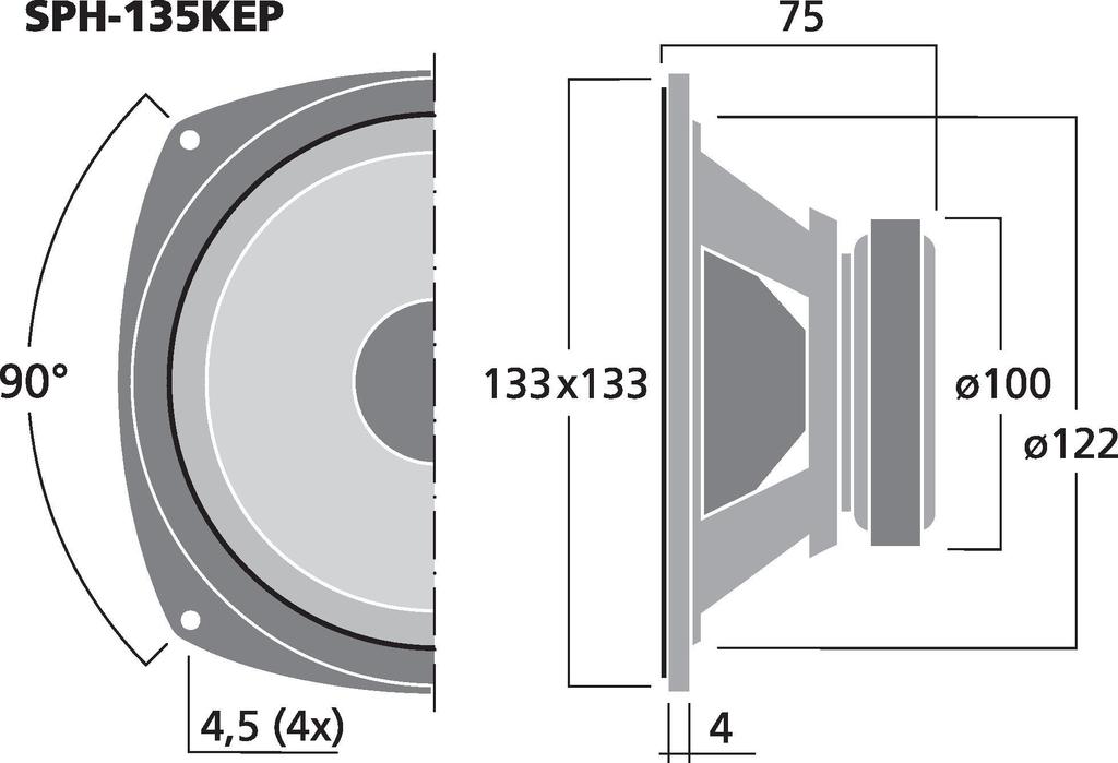 MONACOR SPH-135KEP Hi-Fi-Tiefmitteltöner, 50 W, 8 Ω