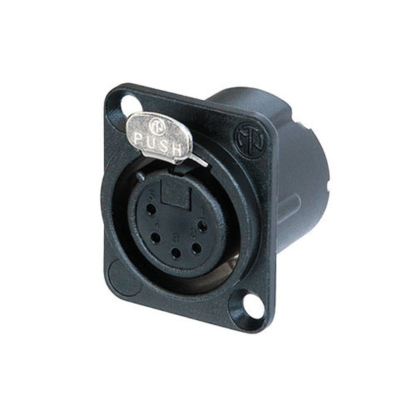 NEUTRIK XLR 5P Chassis - female Silberkontakte - schwarz - Metallgehäuse