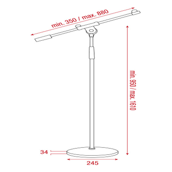 Showgear Microphone Stand 950-1610 mm