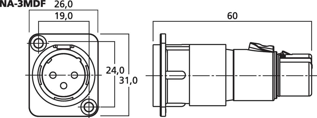 MONACOR NA-3MDF NEUTRIK-XLR-Einbauadapter, 3-polig