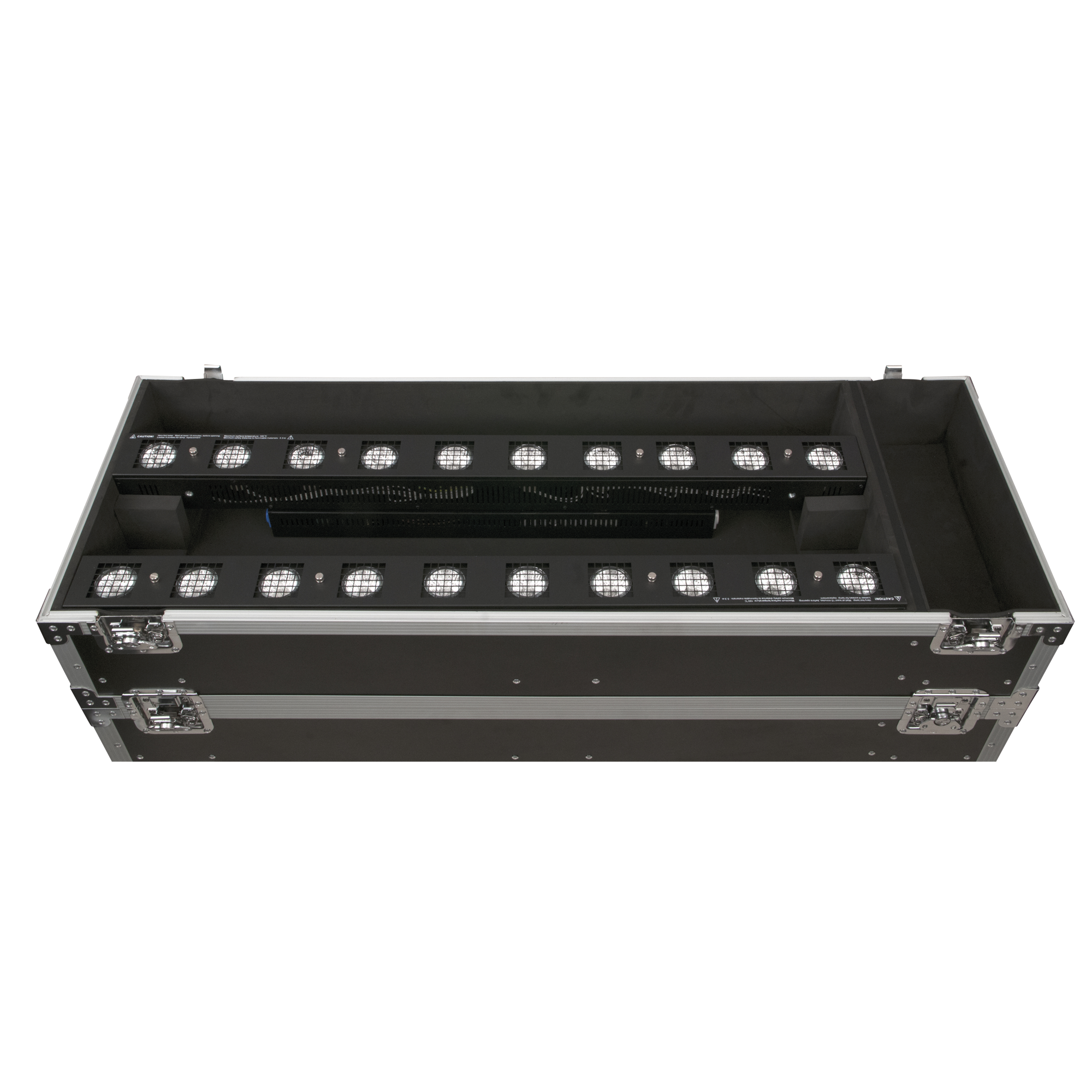 SHOWTEC Case for 12x Sunstrip Active 3 stapelbare Fächer mit Zubehörfach SHOWTEC Case for 12x Sunstrip Active 3 stapelbare Fächer mit Zubehörfach