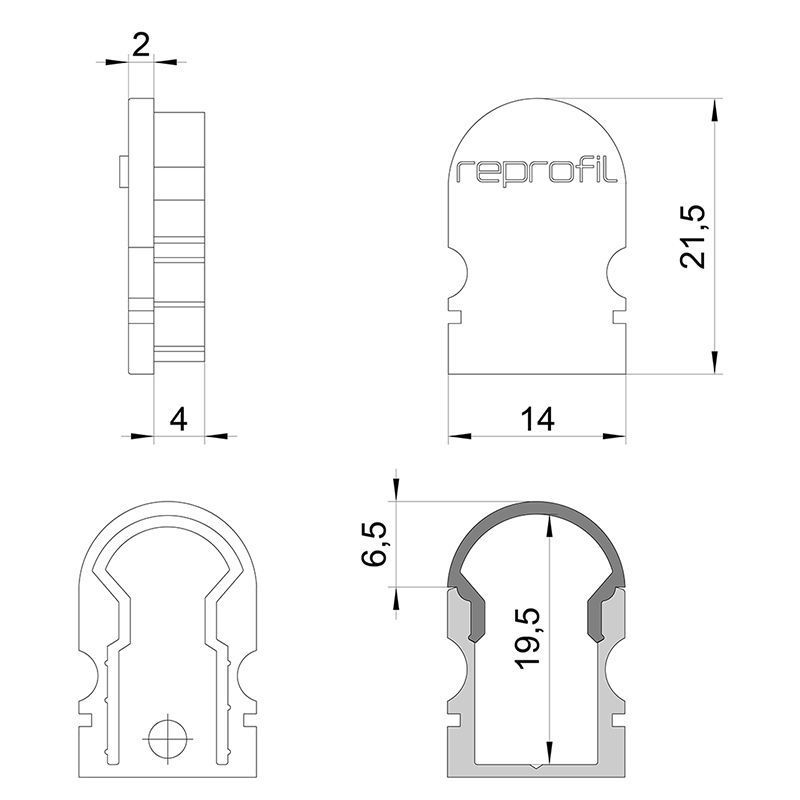 Endkappe R-AU-02-08 Set 2 Stk, Weiß