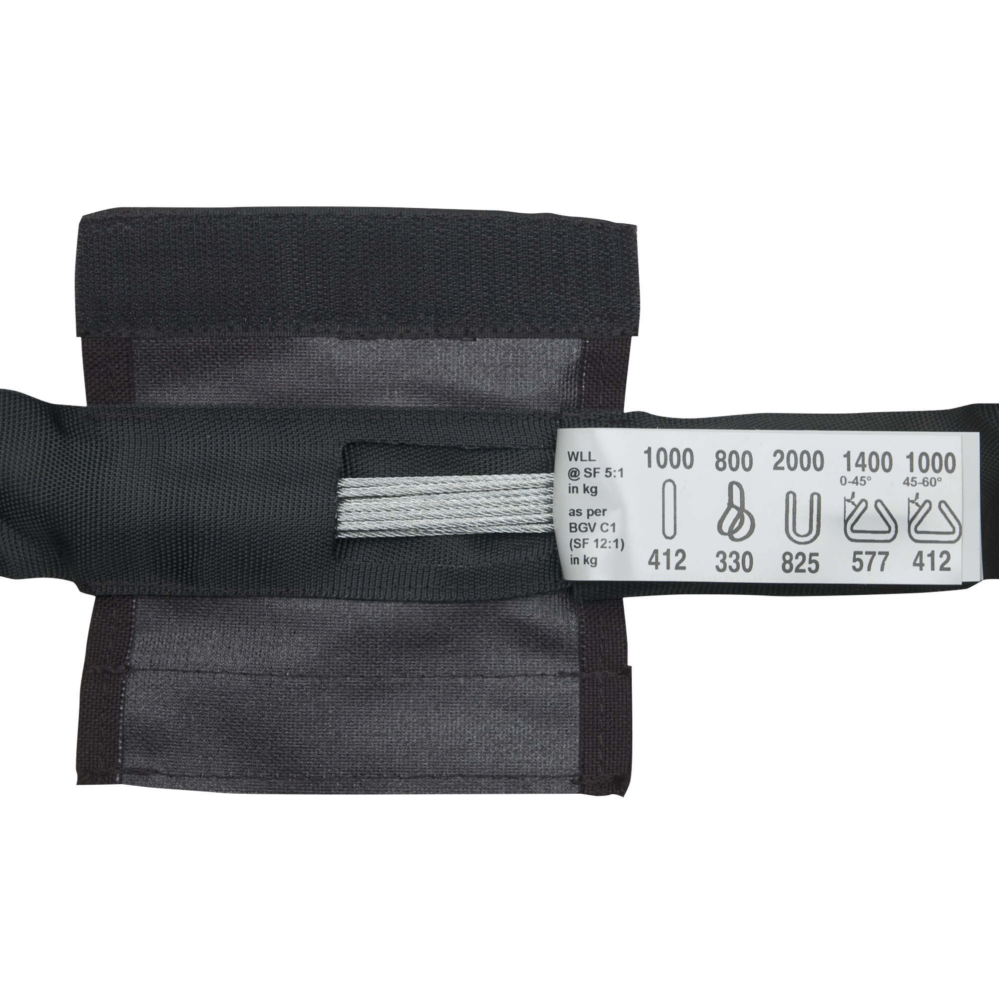ELLER Steel Sling 1 Ton WLL - Black Working length 0.5 m Arbeitslänge 0,5 m