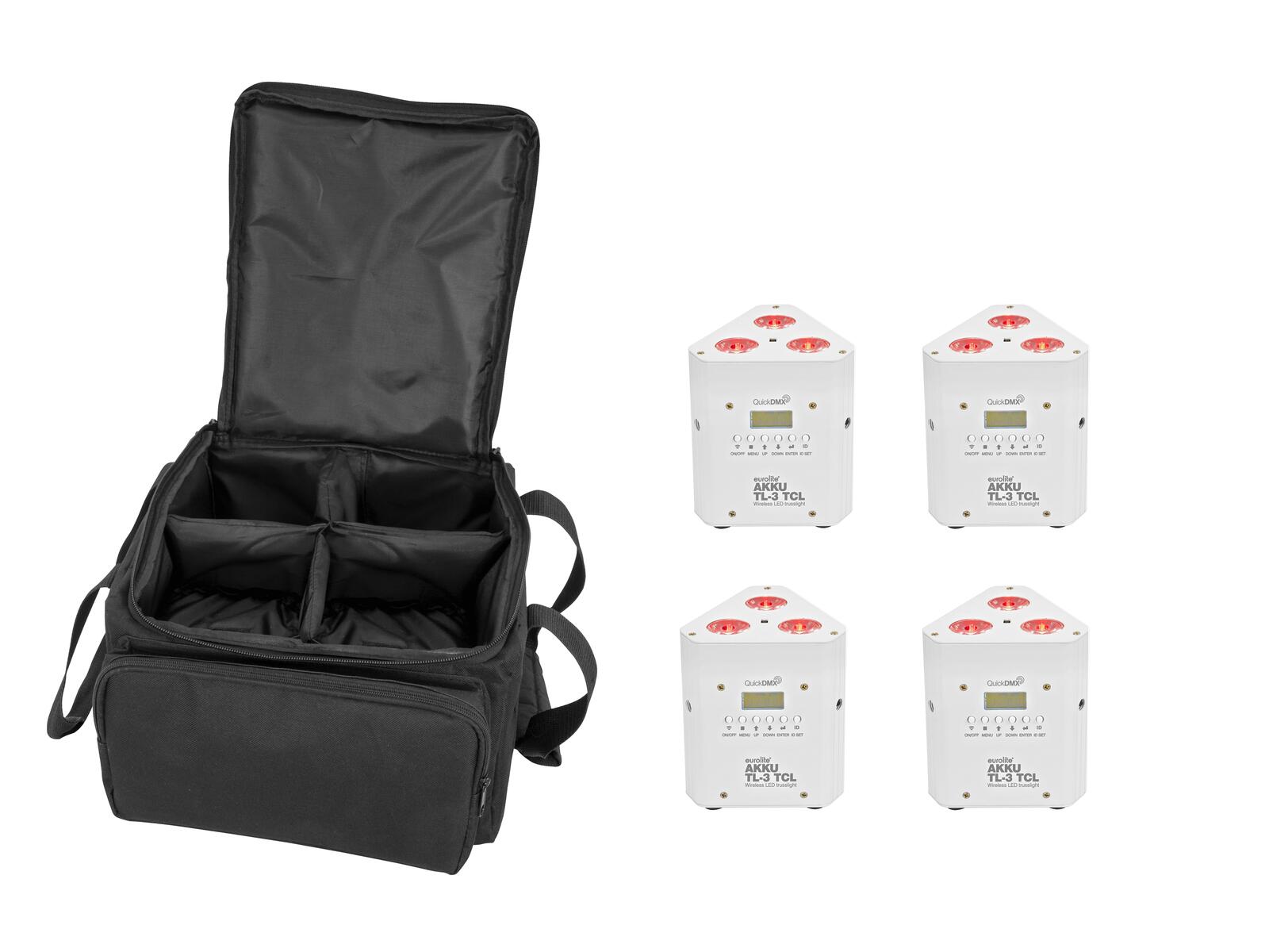 EUROLITE Set 4x AKKU TL-3 TCL weiß + SB-4 Soft-Bag EUROLITE Set 4x AKKU TL-3 TCL weiß + SB-4 Soft-Bag