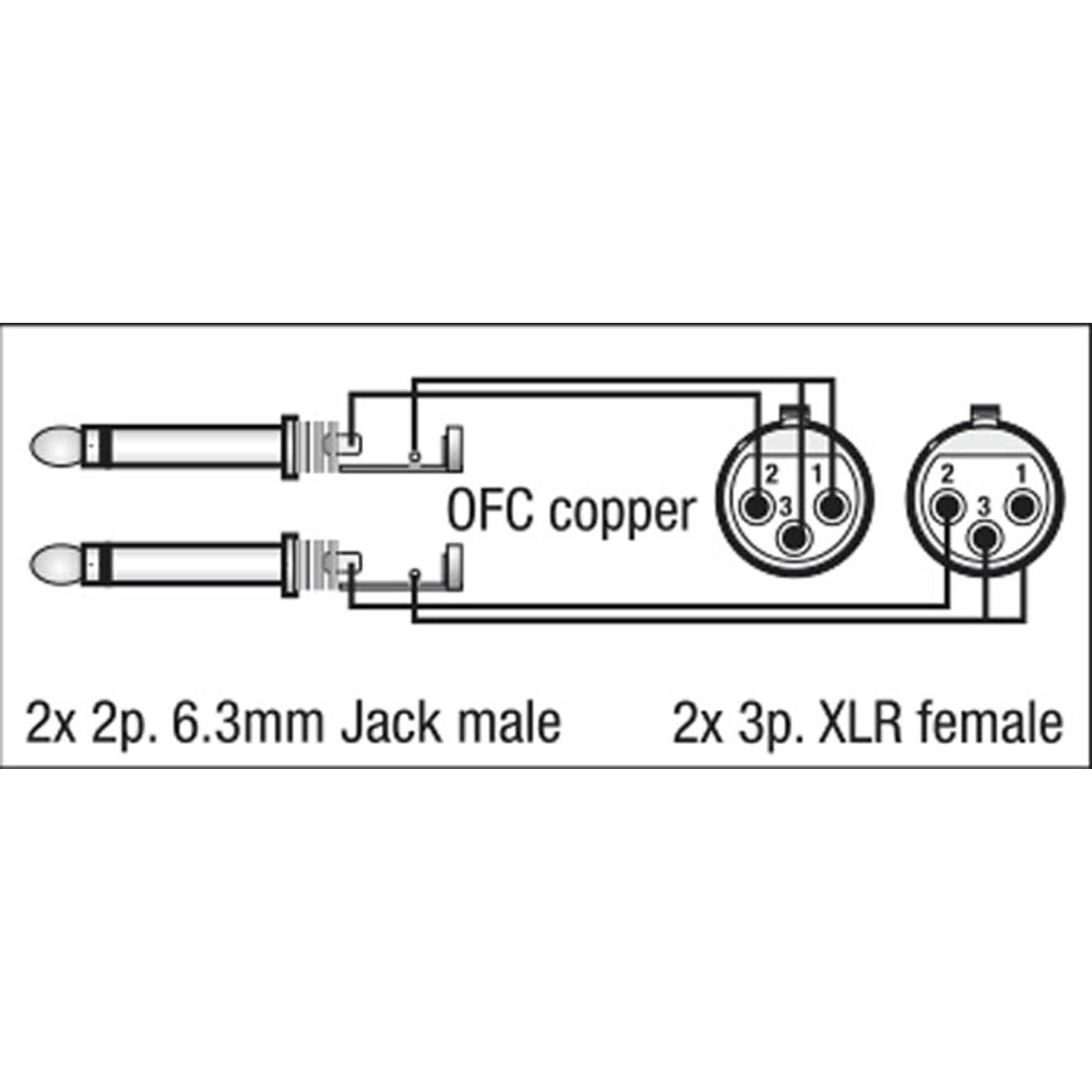 DAP FL43 - 2 unbal. Jack mono L/R to 2 XLR/F 3P 1,5 m