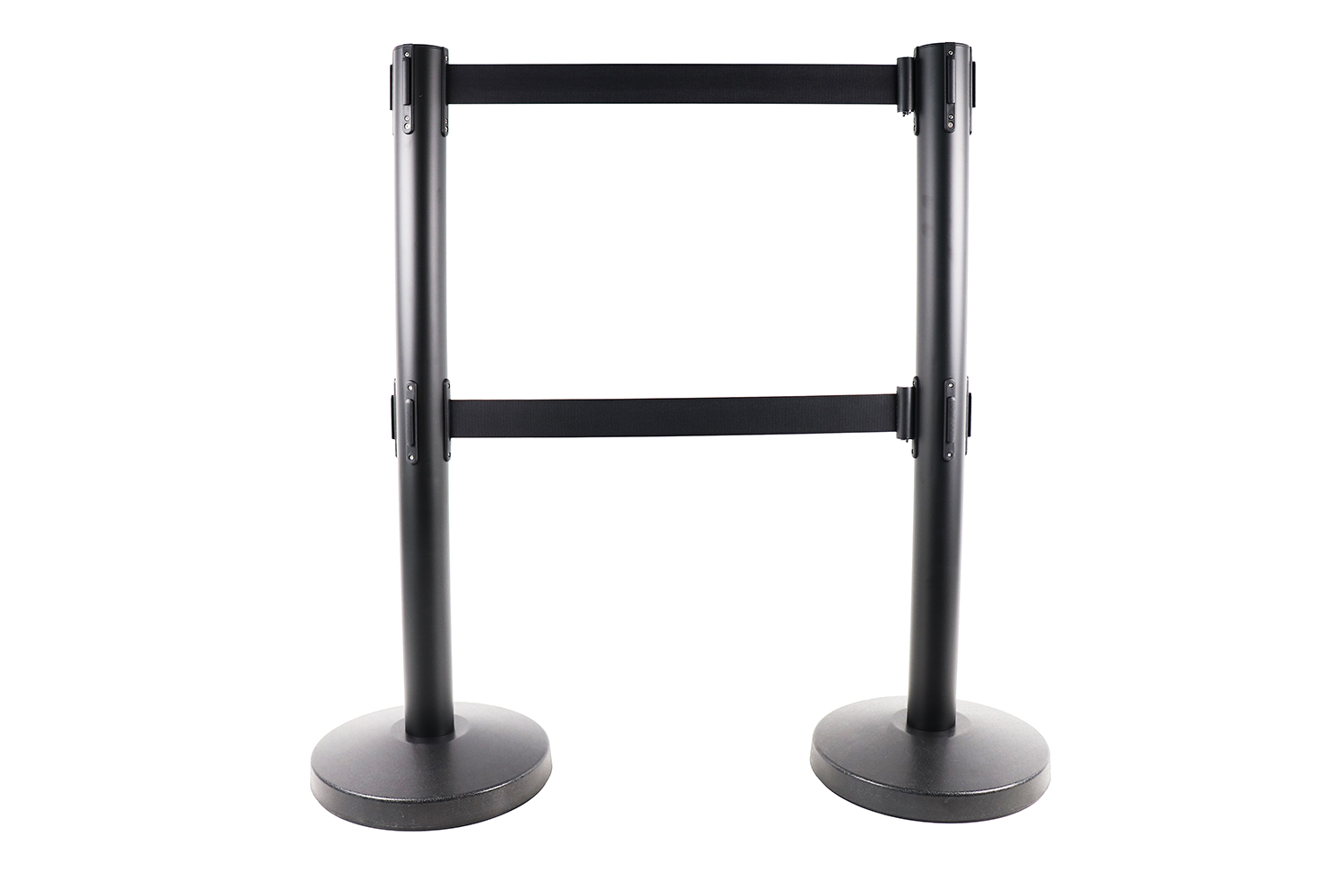 Absperrpfosten mit 2x Gurtband Schwarz - Set of 2