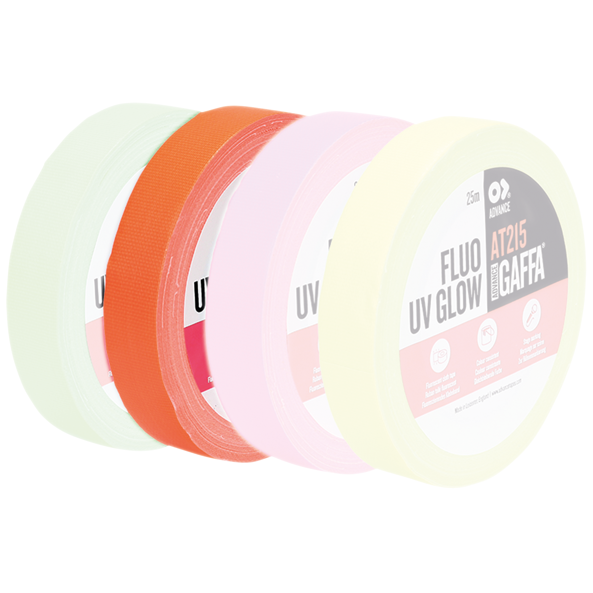 ADVANCE AT215 Fluorescent Gaffa Tape Orange Orange - 19 mm - 25 m