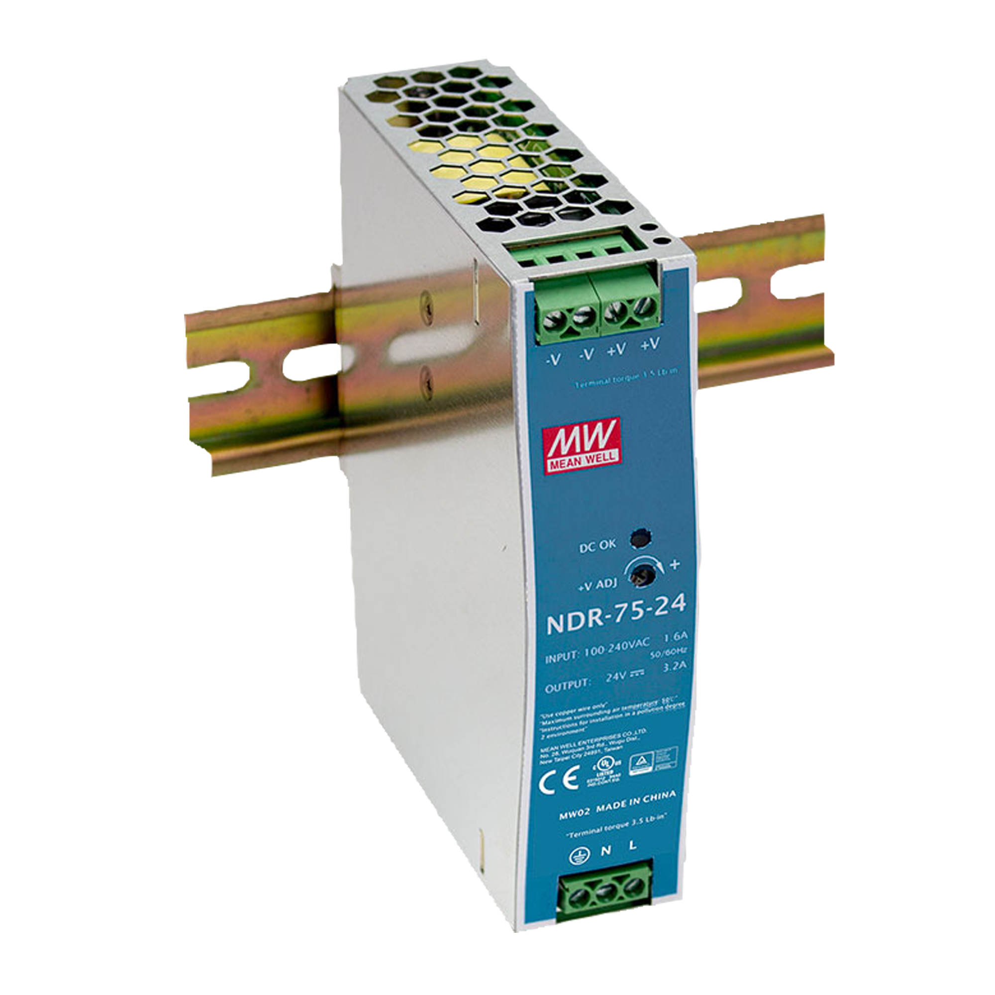 MEANWELL DIN Rail Power Supply 75 W/24 V DC Mean Well NDR-75-24 Mean Well NDR-75-25 MEANWELL DIN Rail Power Supply 75 W/24 V DC Mean Well NDR-75-24 Mean Well NDR-75-25