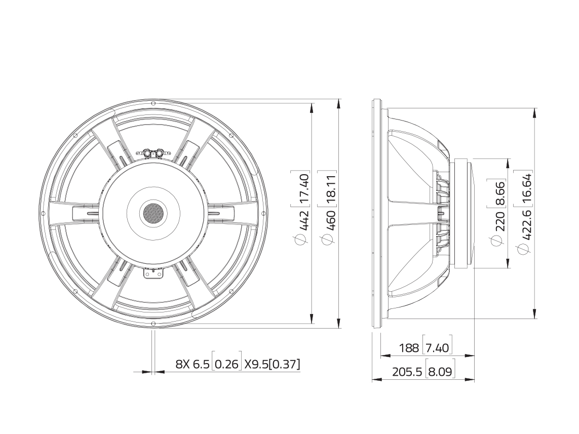 LAVOCE SAF184.05 18 Zoll Subwoofer, Ferrit, Alukorb LAVOCE SAF184.05 18 Zoll Subwoofer, Ferrit, Alukorb