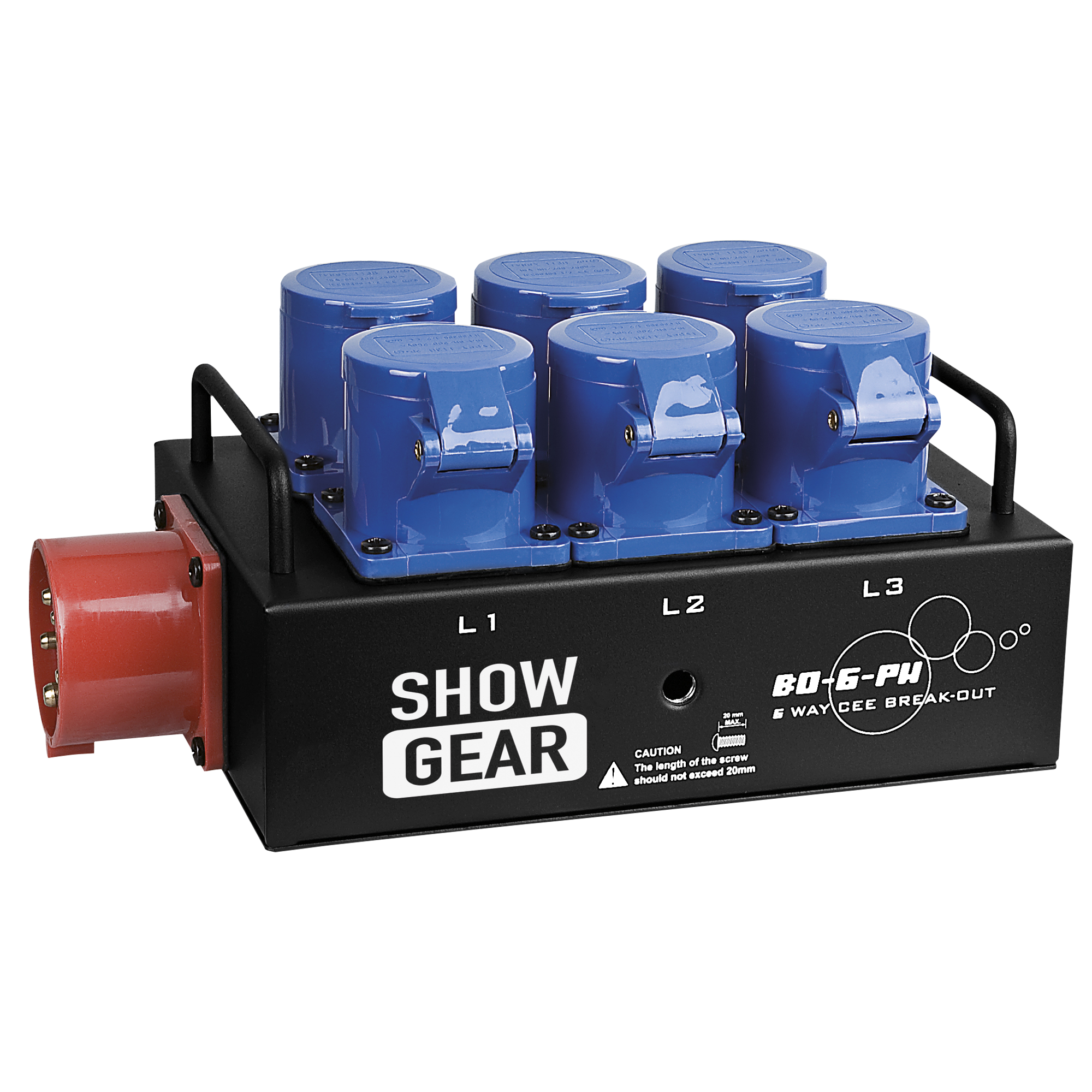 SHOWGEAR BO-6-PWC CEE 16 A to 6 x CEE 16 A CEE 16A to 6x CEE 16A SHOWGEAR BO-6-PWC CEE 16 A to 6 x CEE 16 A CEE 16A to 6x CEE 16A