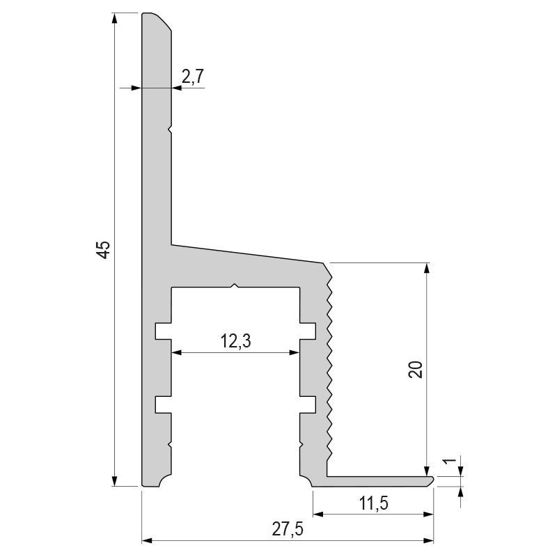 Trockenbau-Profil, Deckenvoute EL-03-10, 3m, Silber
