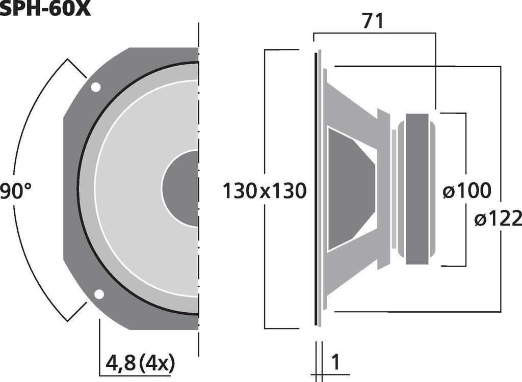 MONACOR SPH-60X Breitbandlautsprecher, 30 W, 8 Ω