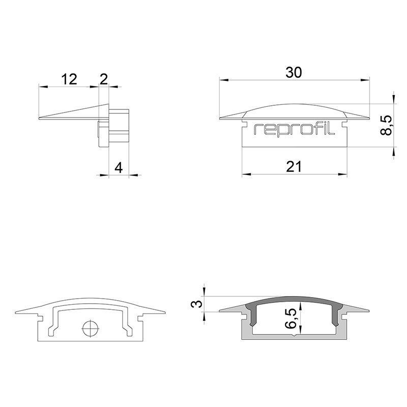 Endkappe F-ET-01-15 Set 2 Stk, Weiß