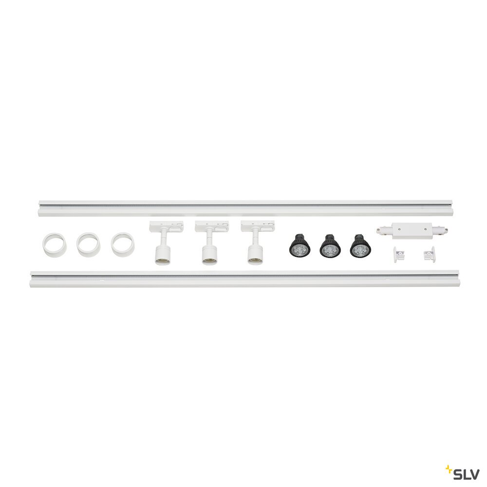 1-Phasen Hochvolt-Set 3, weiss, 2x1m, inkl. 3xPURI und LED Leuchtmittel 4,3W