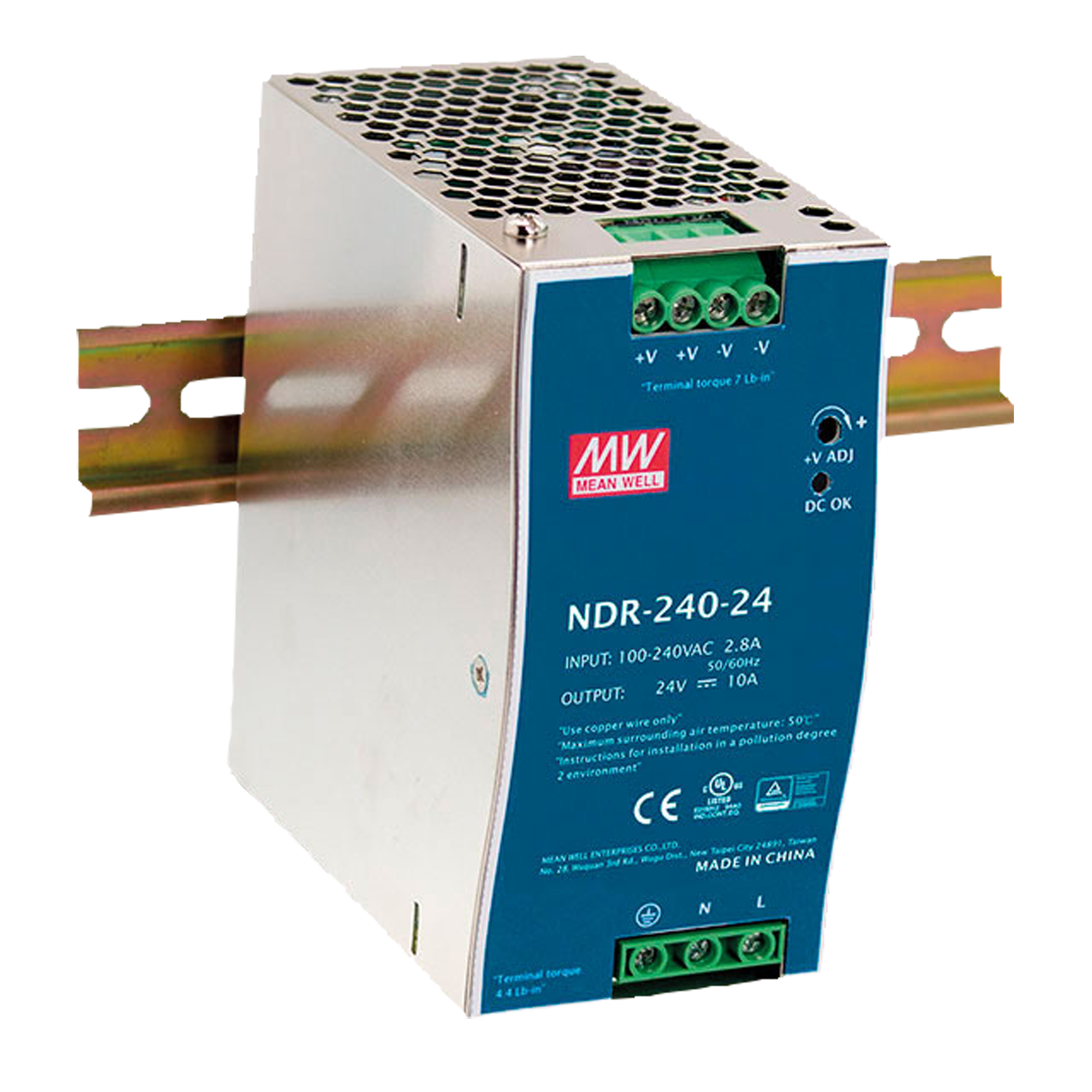 Meanwell DIN Rail Power Supply 240 W/24 V DC Mean Well NDR-240-25