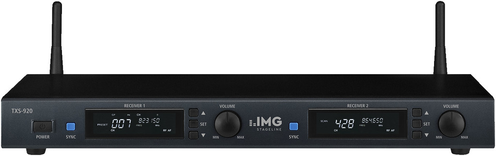 IMG STAGELINE TXS-920 2-Kanal-Multi-Frequenz-Empfängereinheit, 823-832 MHz + 863-865 MHz