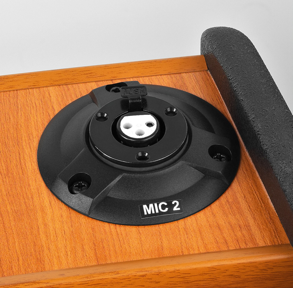 MONACOR SPEECH-204 Professionelles Redepult mit integrierter 2-Kanal-Multi-Frequenz-Empfängereinheit in UHF-PLL-Technik