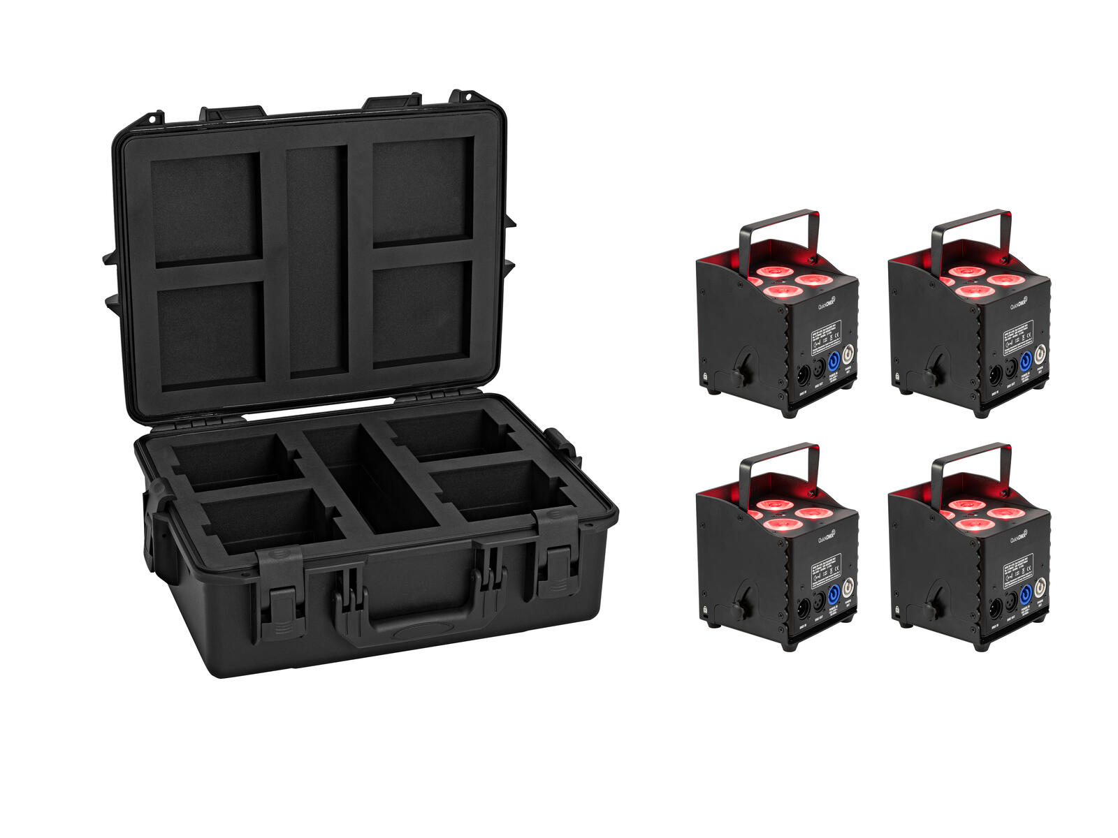 EUROLITE Set 4x AKKU UP-4 QCL Spot QuickDMX MK2 + Kunststoffcase