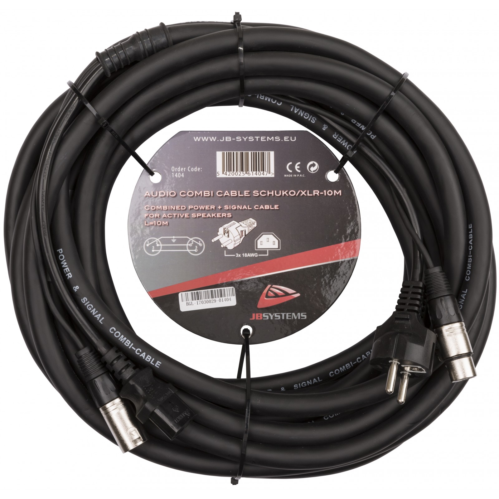 JB Systems Audio Combi Cable SCHUKO/XLR-10M Audio/Strom Hybrid Kabel