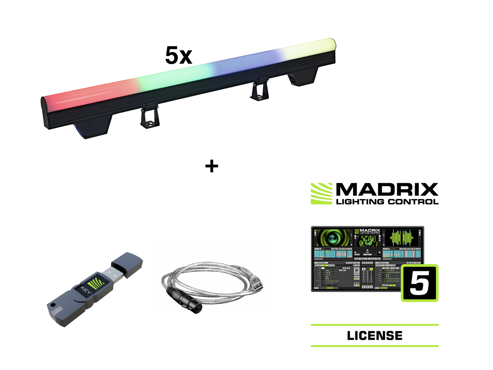 EUROLITE Set 5x LED PT-100/32 Pixel DMX Tube + Madrix Software