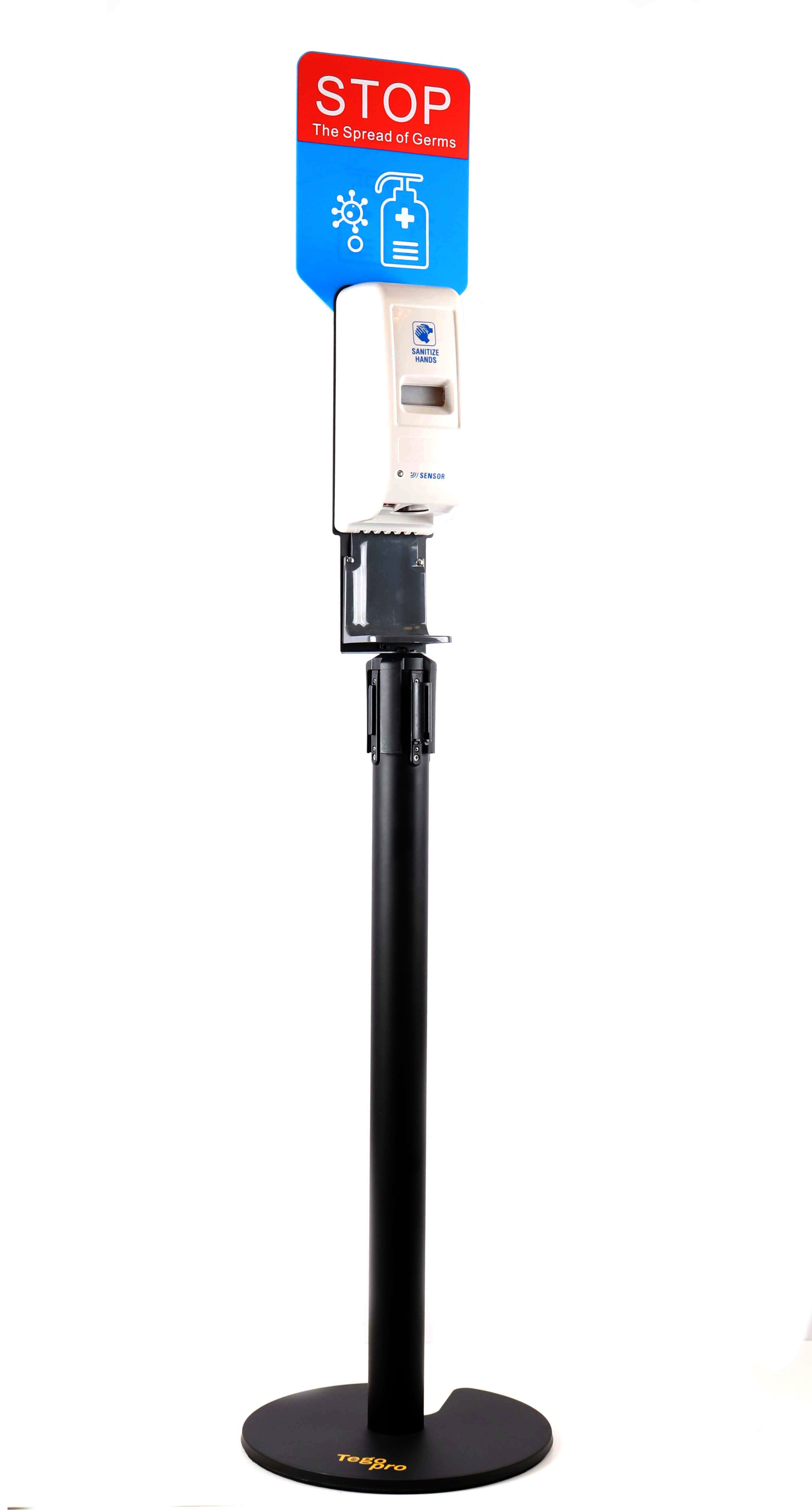 Desinfektionsmittelspender mit Sensor für Absperrpfosten