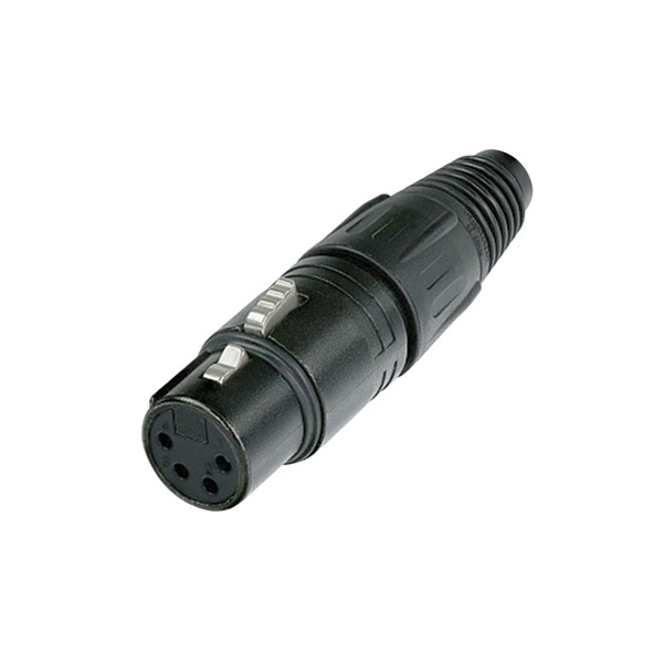 NEUTRIK XLR 4P Connector - female Schwarzes Gehäuse mit Silberkontakten