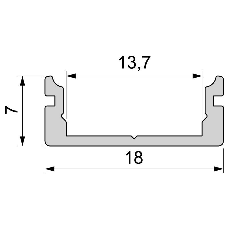 U-Profil flach AU-01-12, 2m, Silber