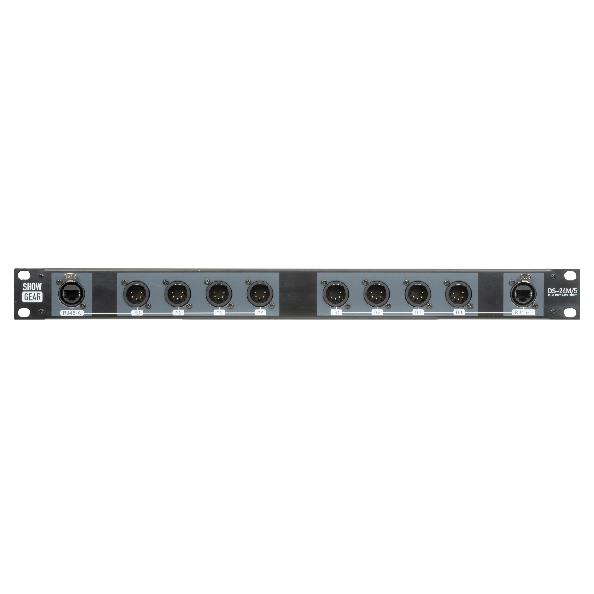 SHOWGEAR DS-24M/5 DMX Rack Split 8x 5-pin male XLR to 2x female RJ45 converter (4 universes per CAT cable) 8x 5-pin male XLR auf 2x female RJ45 Konverter (4 Universen pro CAT Kabel) SHOWGEAR DS-24M/5 DMX Rack Split 8x 5-pin male XLR to 2x female RJ45 converter (4 universes per CAT cable) 8x 5-pin male XLR auf 2x female RJ45 Konverter (4 Universen pro CAT Kabel)