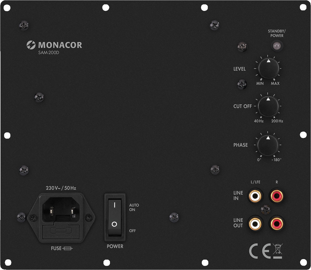MONACOR SAM-200D Class-D-Subwoofer-Aktiv-Modul, 200 W an 4 Ω