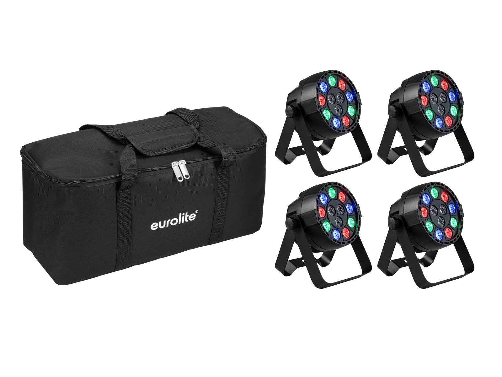 EUROLITE Set 4x AKKU Mini PARty RGBW Spot MK2 + Soft-Bag