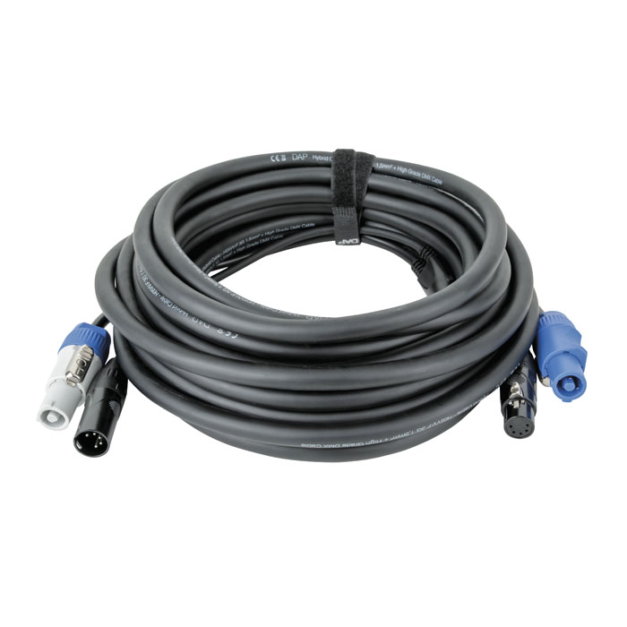 DAP FP21 Hybrid Cable - Power Pro & 5-pin XLR - DMX / Power 10 m, schwarze Ummantelung