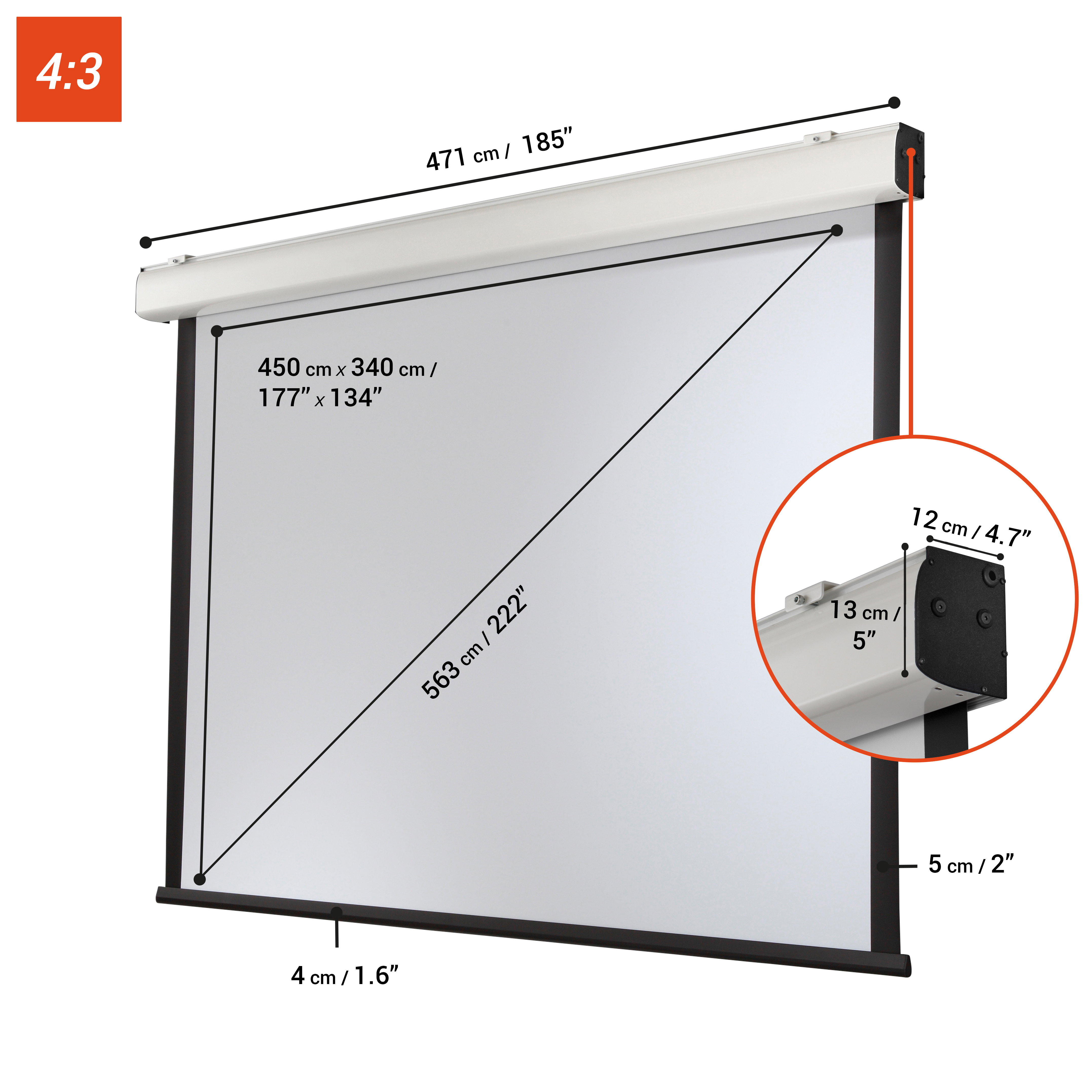 celexon Leinwand Motor Expert XL 450 x 340 cm