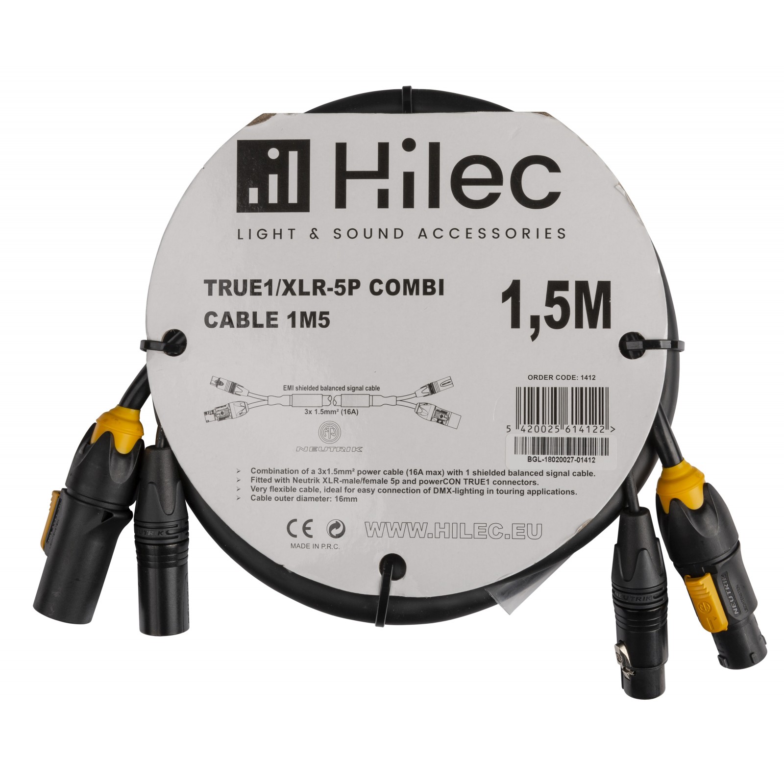 HILEC True1/XLR-5P Combi Cable 1,5M 